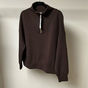 Varley Hawley half zip sweat coffee bean